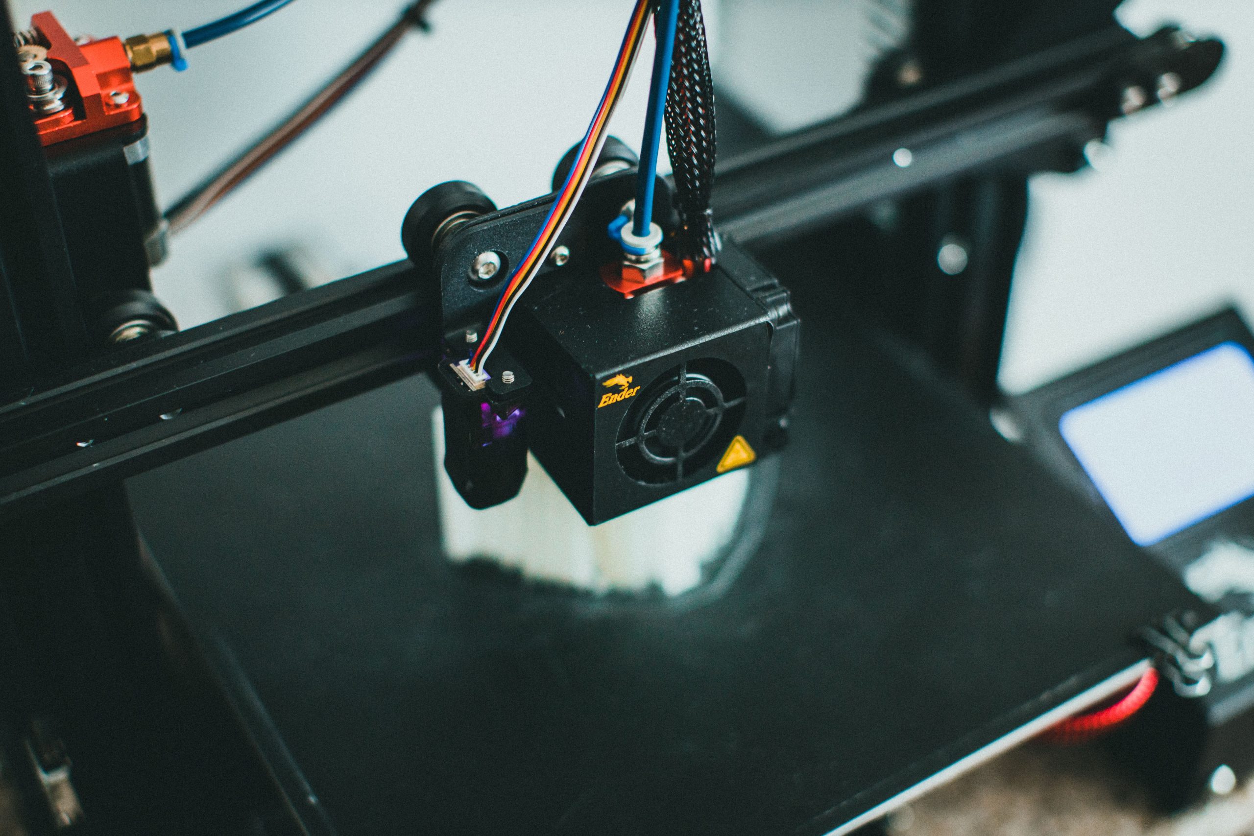 Détail de la tête d'impression et ventilateur de refroidissement 3D